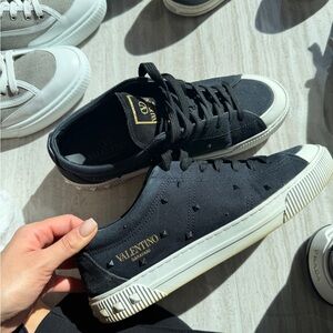 Valentino Black and White Canvas Sneakers